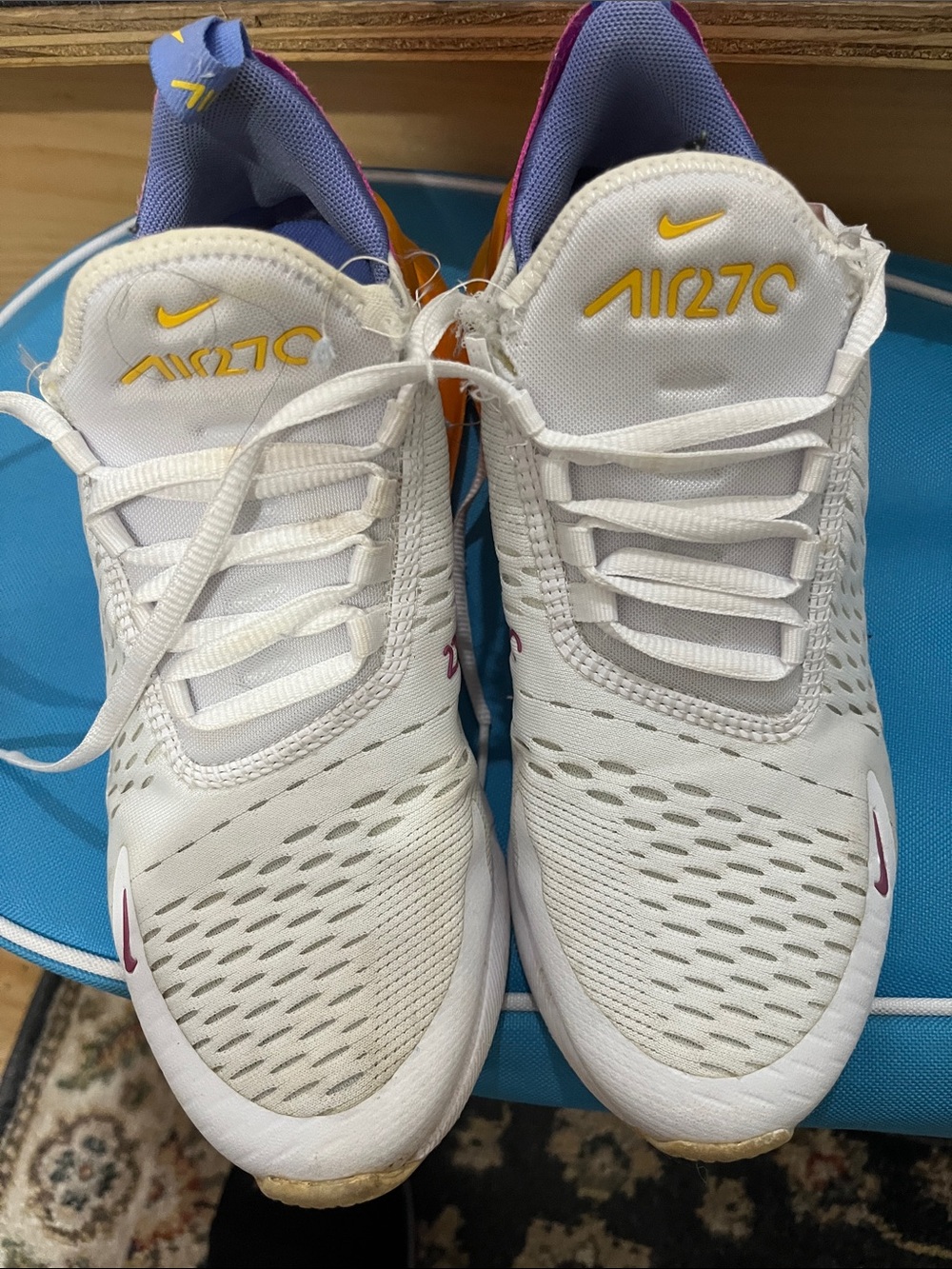 Nike Kids Air Max 270 White Pink Orange Sneakers